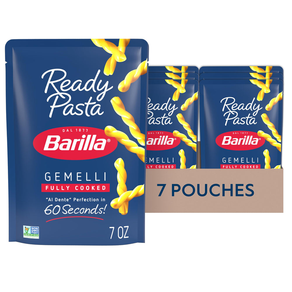 Barilla frente del envase gemelli listo para calentar, conveniencia inmediata
