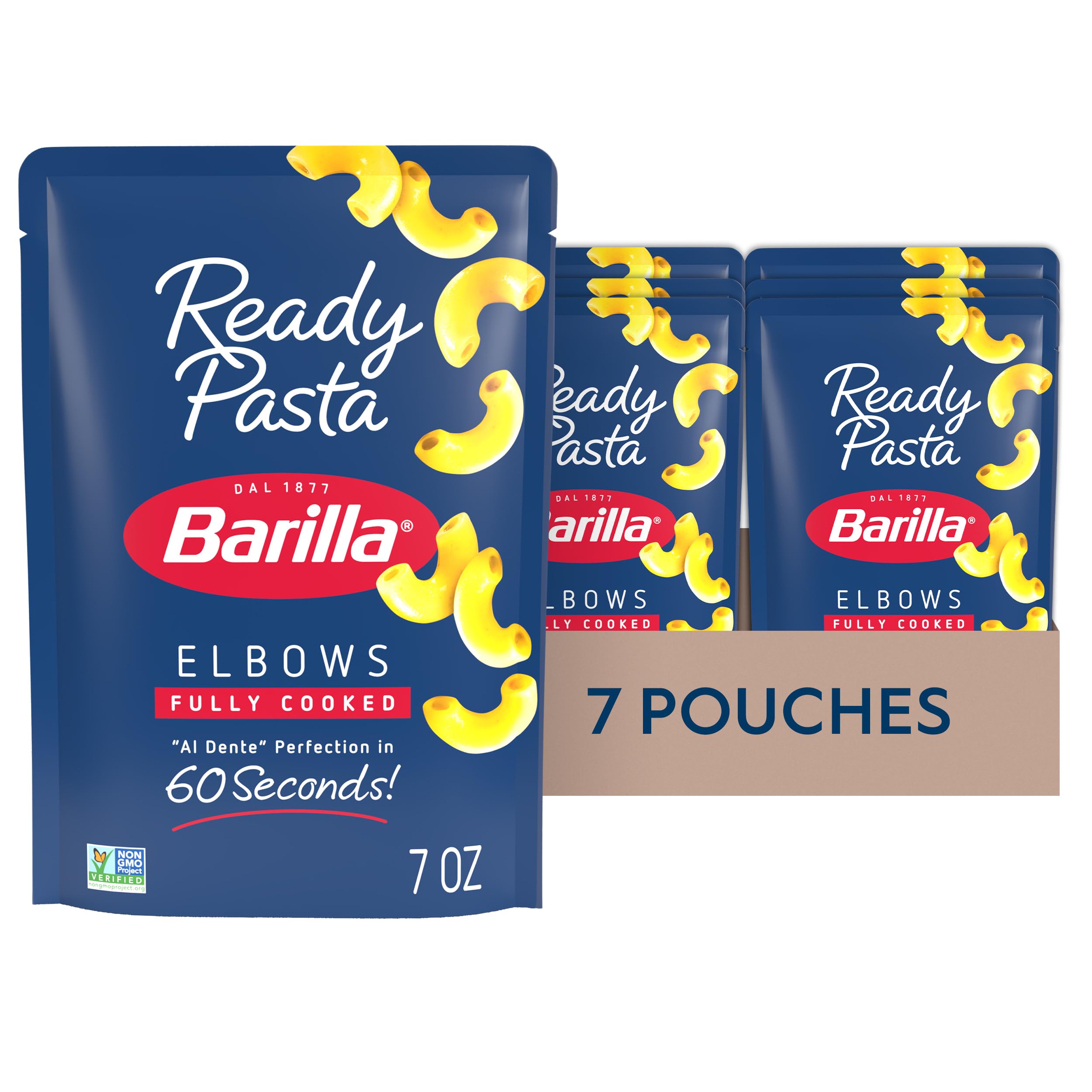 Barilla bolsa frontal mostrando coditos listos, conveniencia inmediata