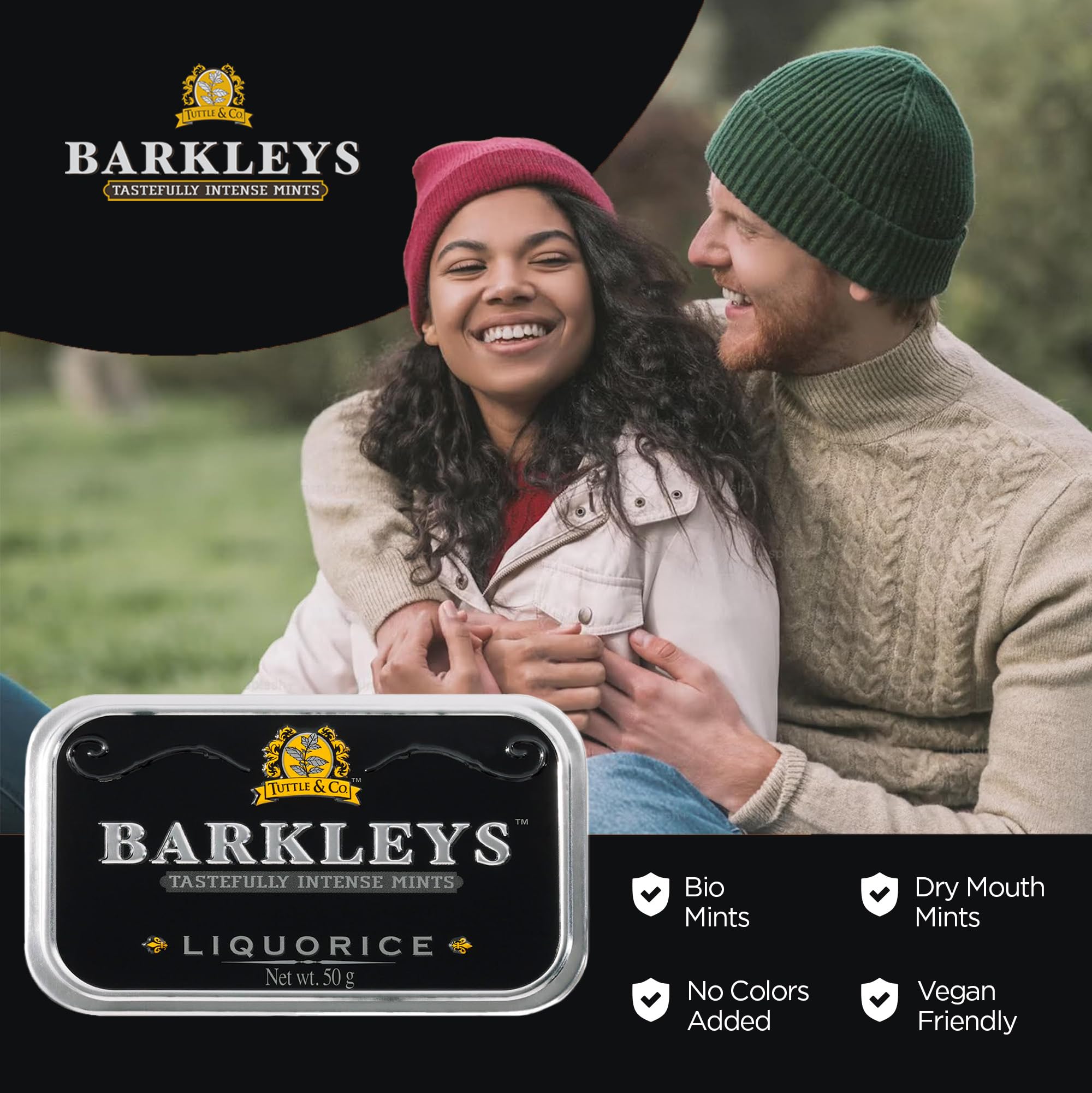 Barkleys mentas servidas en plato pequeño como muestra del producto