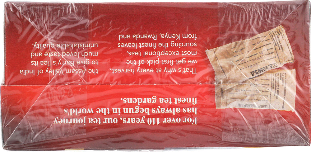 Caja abierta con múltiples sobres Barry's Tea para almacenamiento cómodo