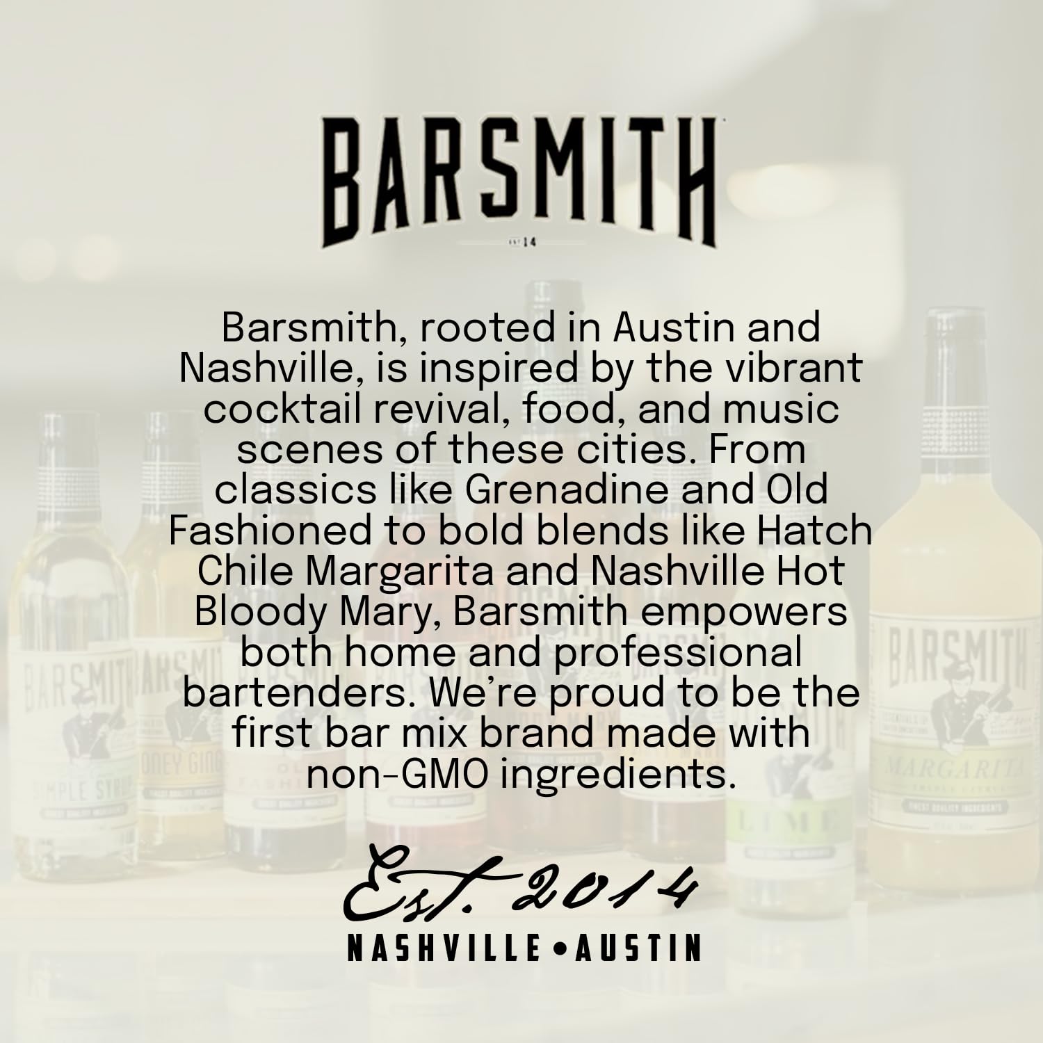 Barsmith en mesa de fiesta con tragos servidos, ideal para reuniones