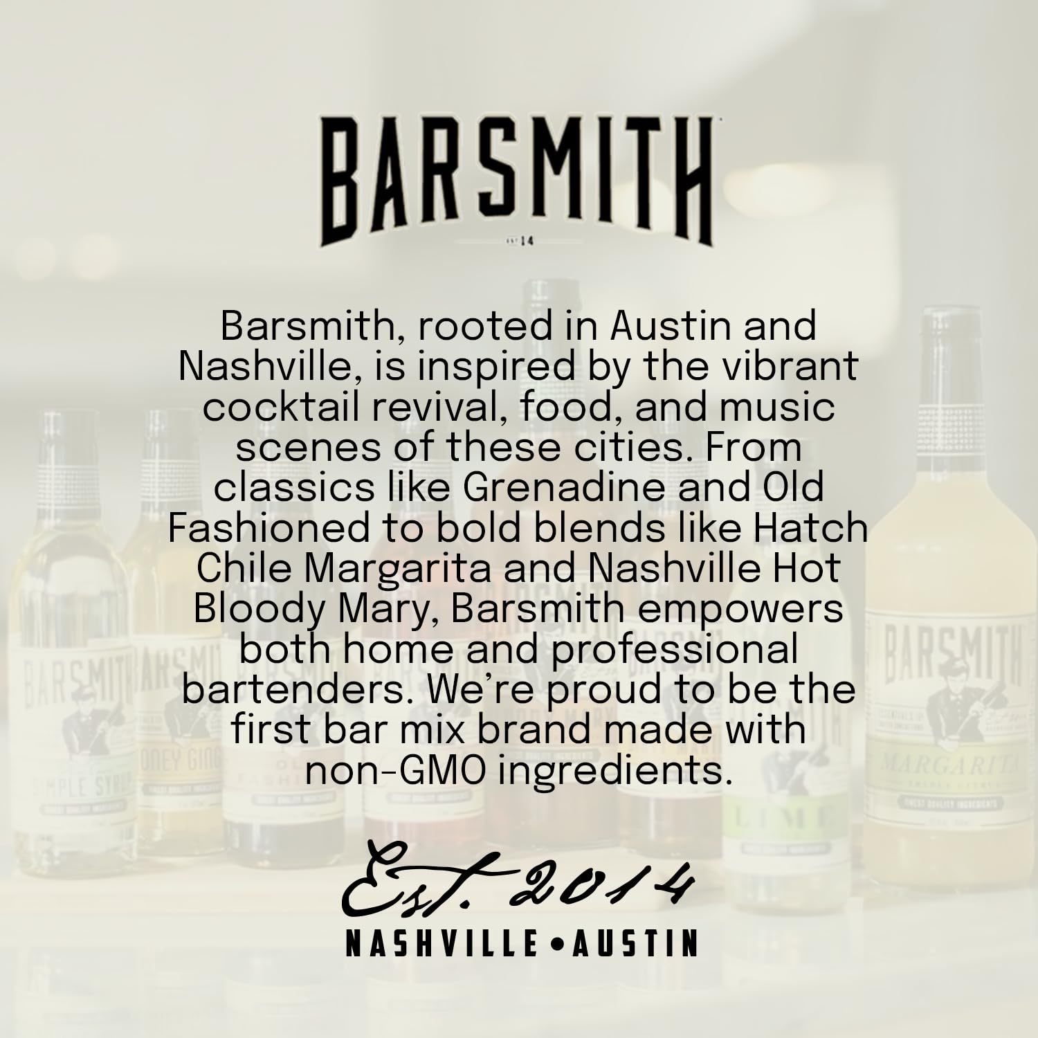 Barsmith jarabe usado en barra casera para cócteles y mocktails festivos