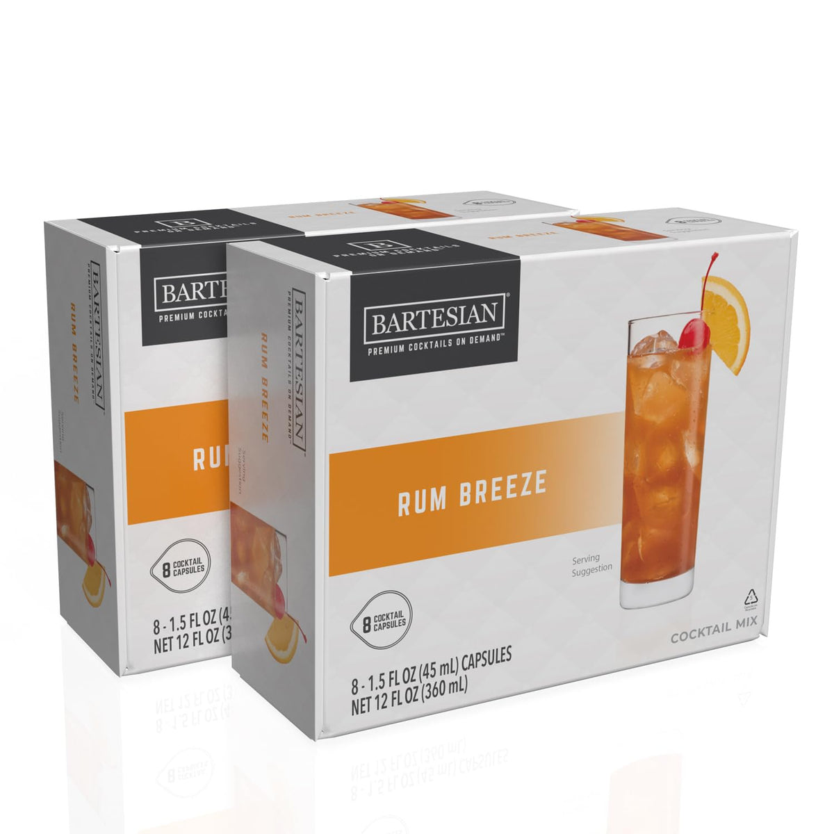 Bartesian pack frontal Rum Breeze mostrando caja y diseño, conveniencia inmediata