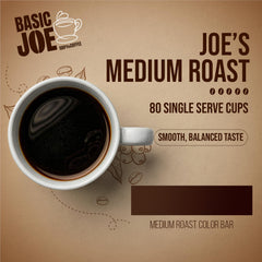 Basic Joe cápsula insertada en taza lista para servir ofreciendo extracción consistente