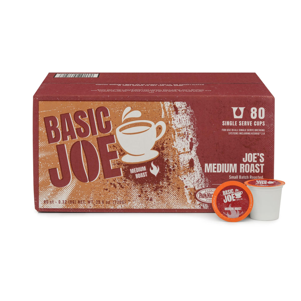 Basic Joe vista frontal del embalaje mostrando 80 cápsulas y beneficio conveniencia
