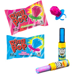 Bazooka Candy Brands piruletas en mesa de fiesta listas para repartir y disfrutar