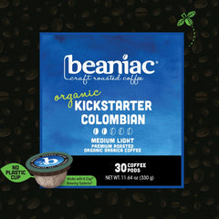 beaniac primer plano de cápsula compostable que muestra sellado y beneficio ecológico