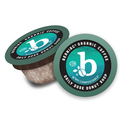 beaniac cápsula colocada en cafetera Keurig demostrando compatibilidad rápida