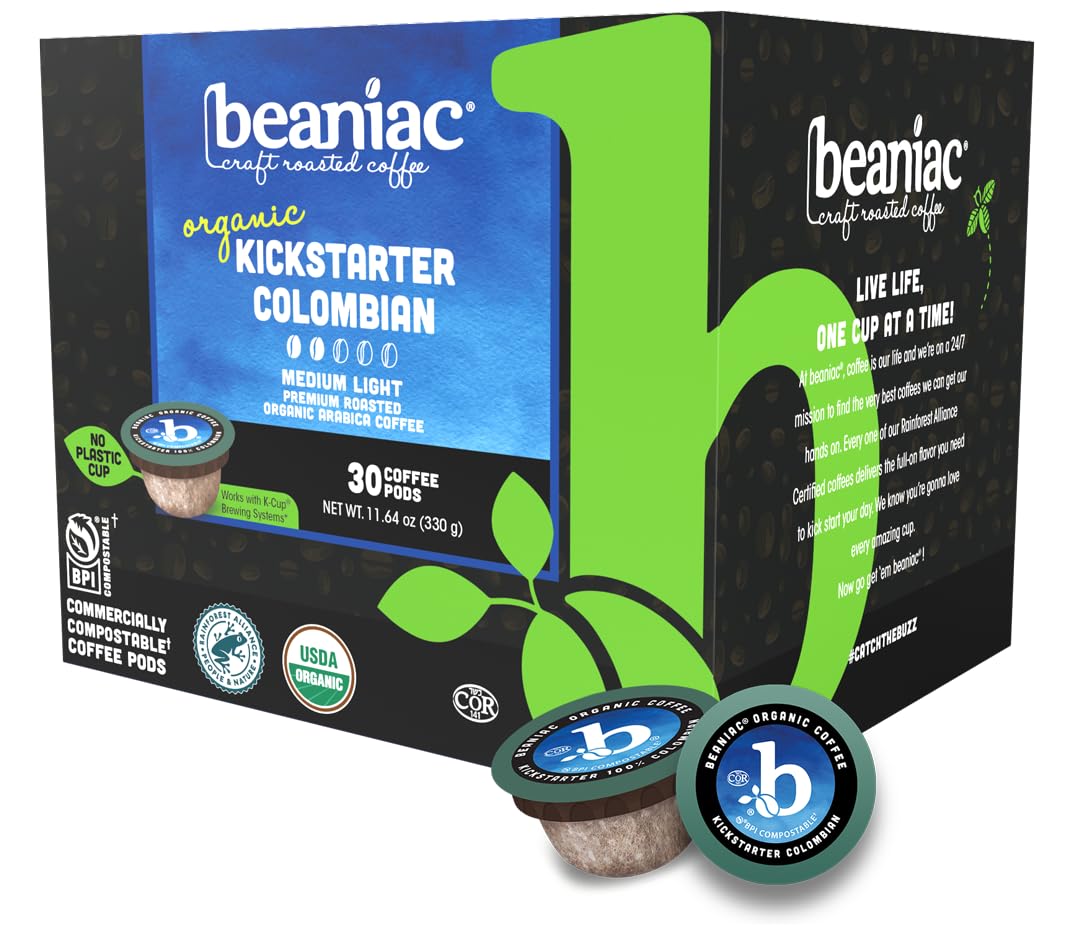 beaniac vista frontal de la caja mostrando 30 cápsulas y beneficio de conveniencia