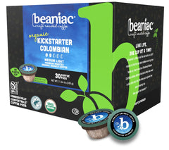 beaniac vista frontal de la caja mostrando 30 cápsulas y beneficio de conveniencia