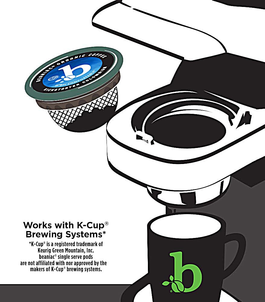 beaniac cápsula junto a una taza para comparar tamaño y beneficio de porción individual
