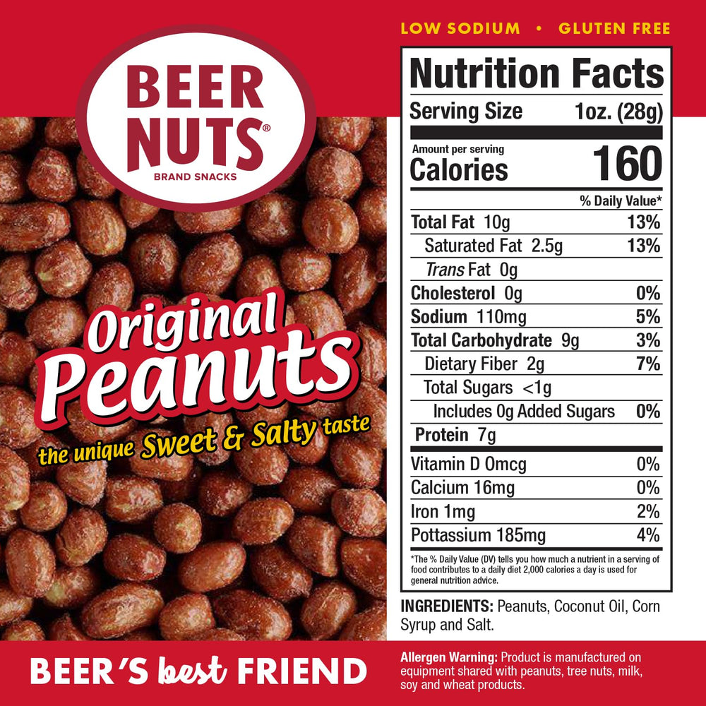 BEER NUTS textura del recubrimiento crujiente, sabor dulce y salado