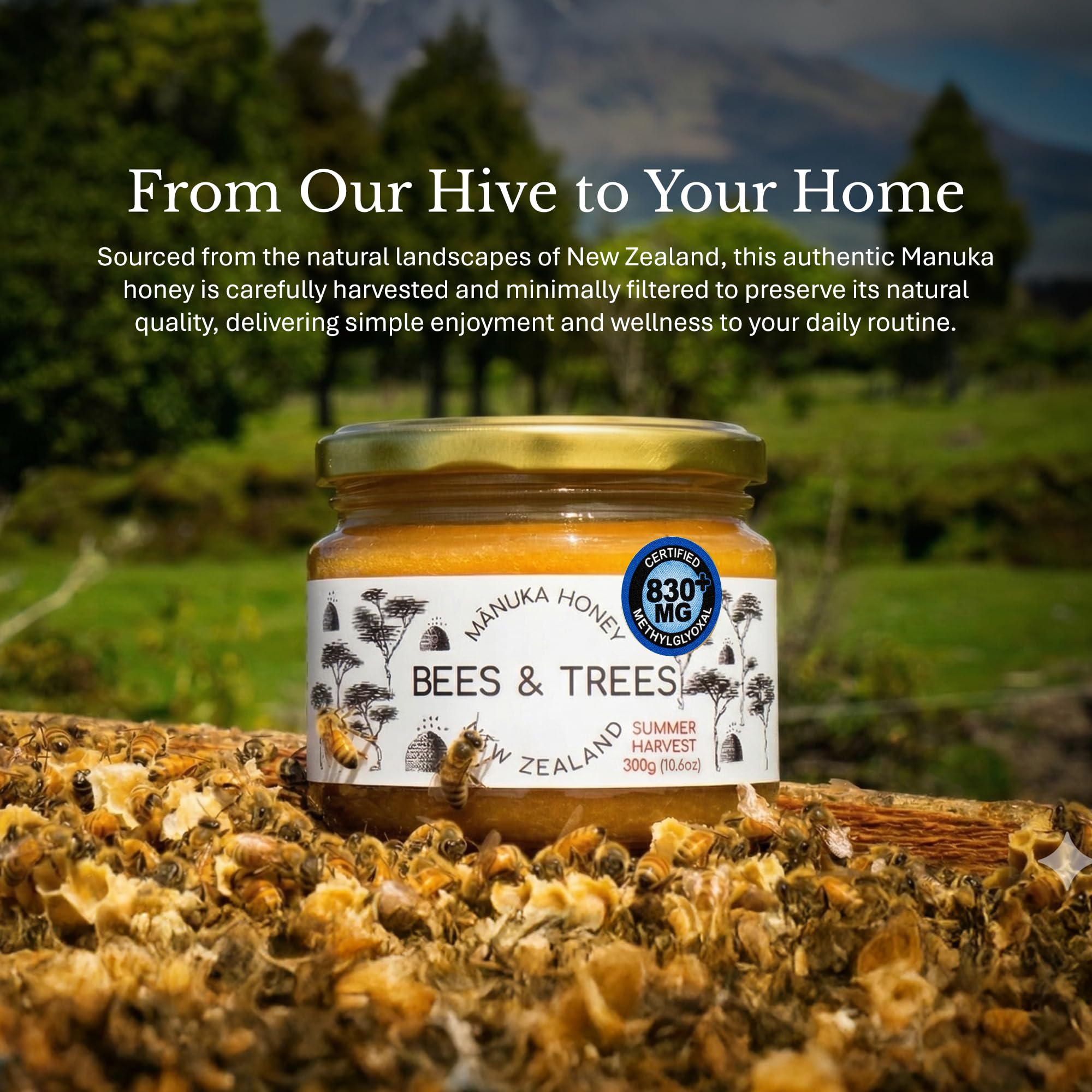 Bees & Trees tarro en despensa con otros ingredientes, uso diario
