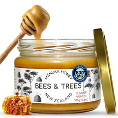 Bees & Trees tarro frontal mostrando etiqueta y vidrio, calidad visible