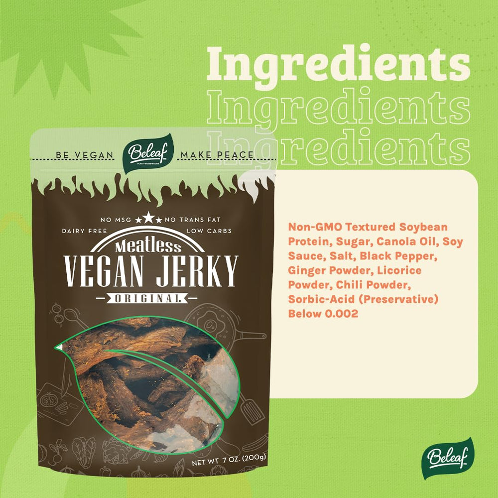 BE LEAF tiras de jerky en plato listas para consumir y compartir