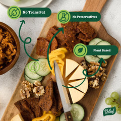 BE LEAF jerky en mochila durante senderismo, snack energético portátil