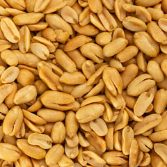Belmont Peanuts comparación de tamaño en mano mostrando cacahuetes extra grandes