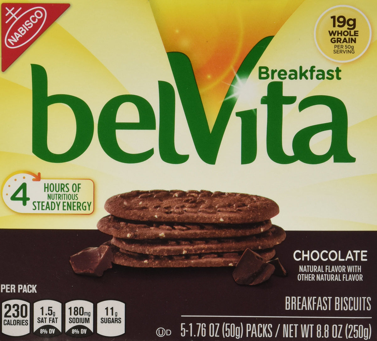 Belvita frente del empaque mostrando paquete y marca para compra rápida