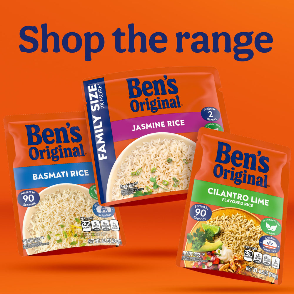 Ben's Original cena familiar mostrando el arroz como acompañamiento fácil