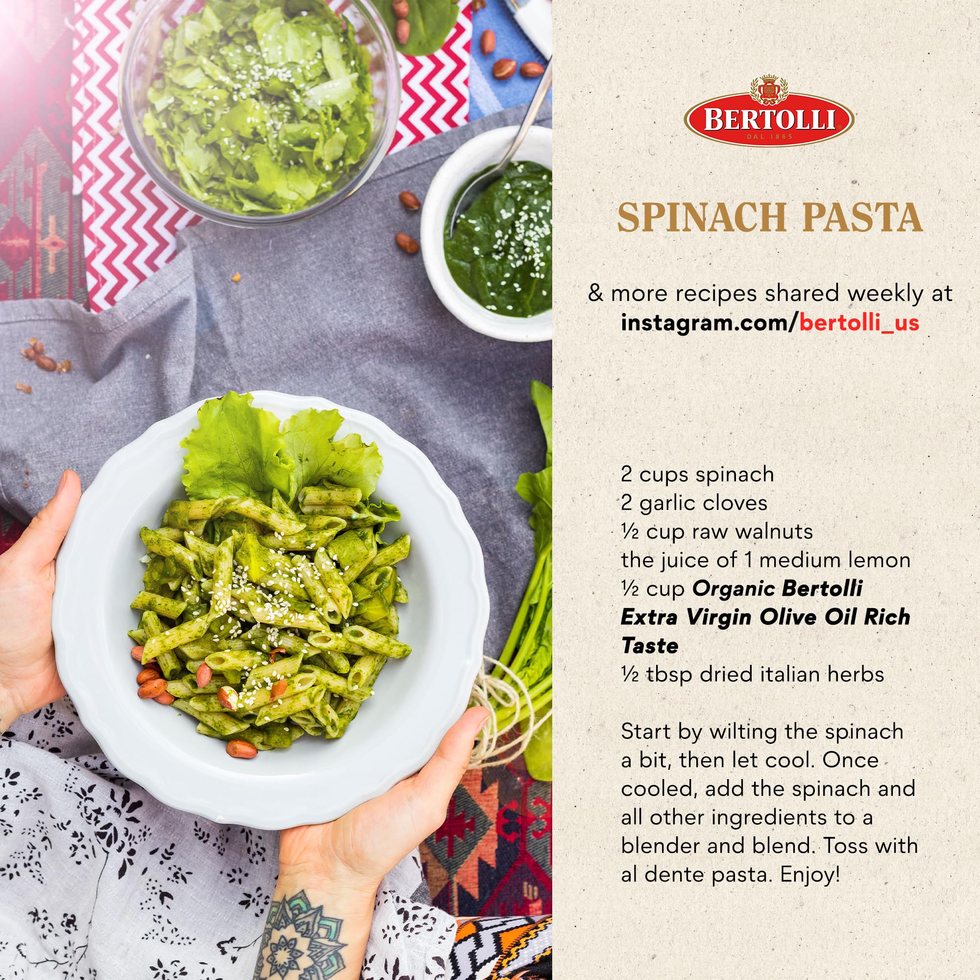 Bertolli aceite con pan para dip mostrando aroma y riqueza