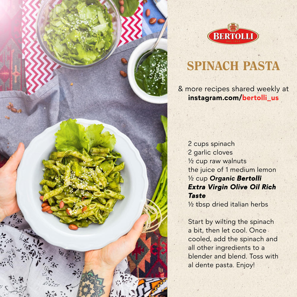Bertolli aceite con pan para dip mostrando aroma y riqueza