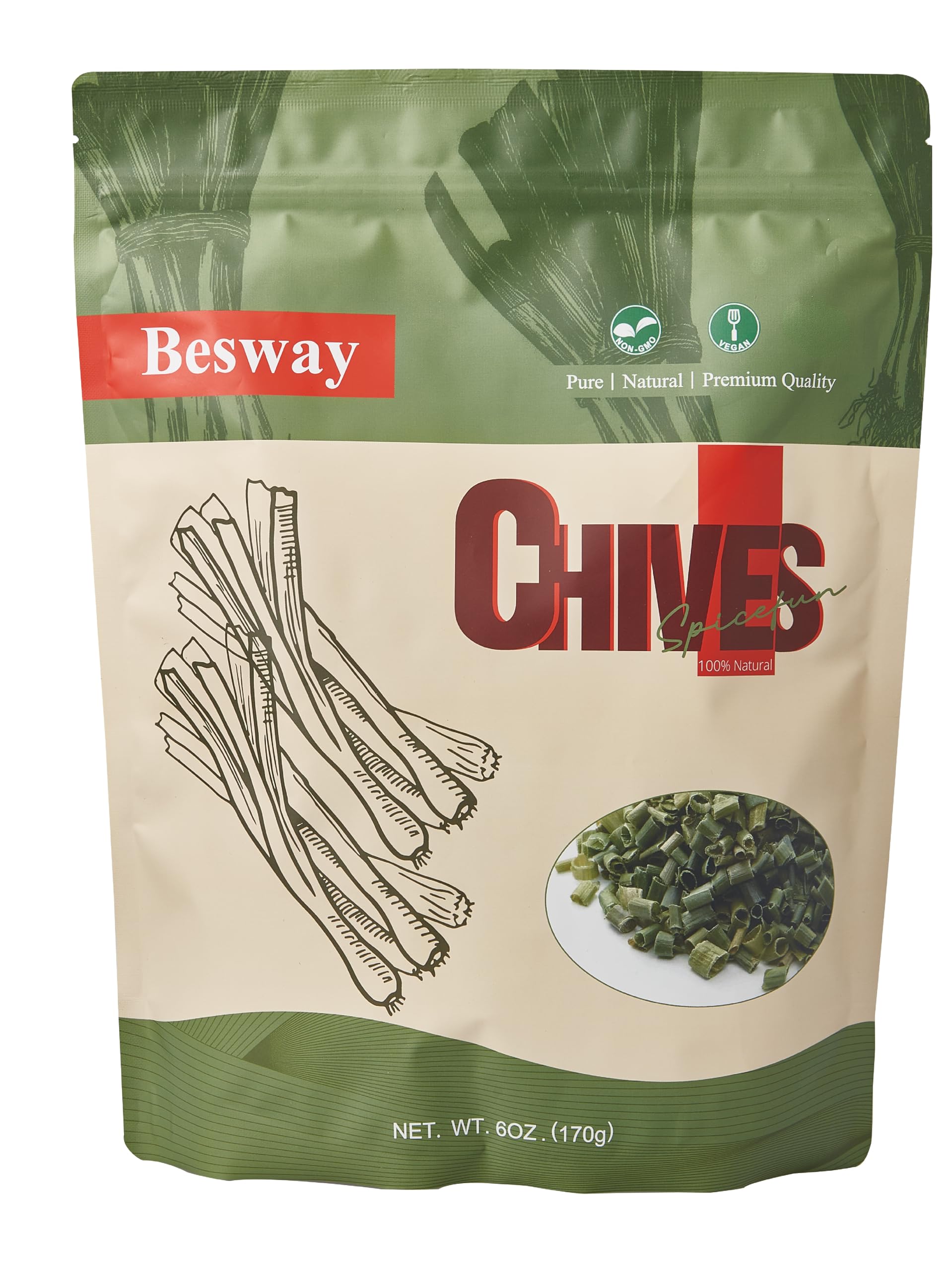 Besway frente del empaque mostrando bolsa resellable y texto claro, facilita almacenamiento
