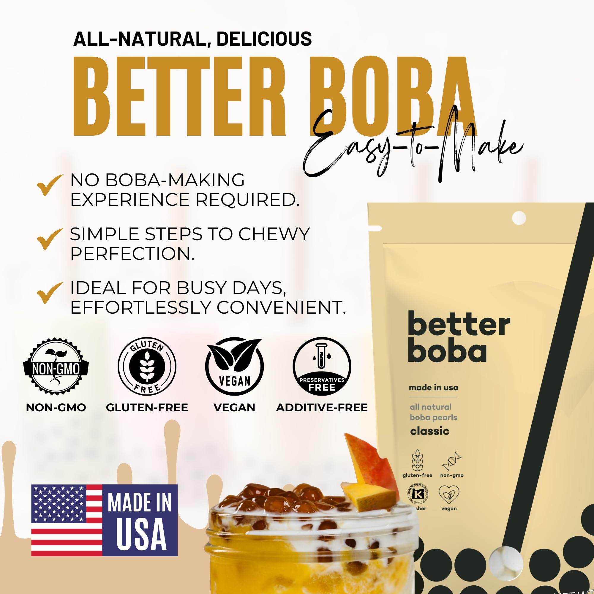 Better Boba bubble tea servido en vaso demostrando resultado final