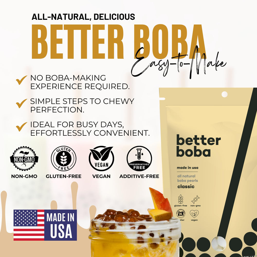 Better Boba bubble tea servido en vaso demostrando resultado final