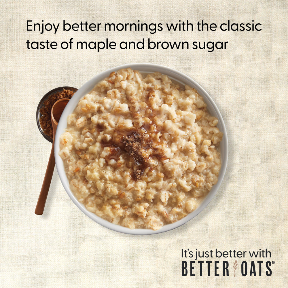 Better Oats comparación de tamaño del sobre y mano para escala