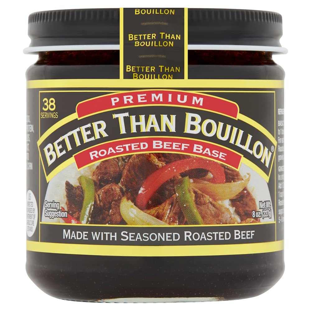 Better Than Bouillon frasco abierto con base disolviéndose para sabor rápido