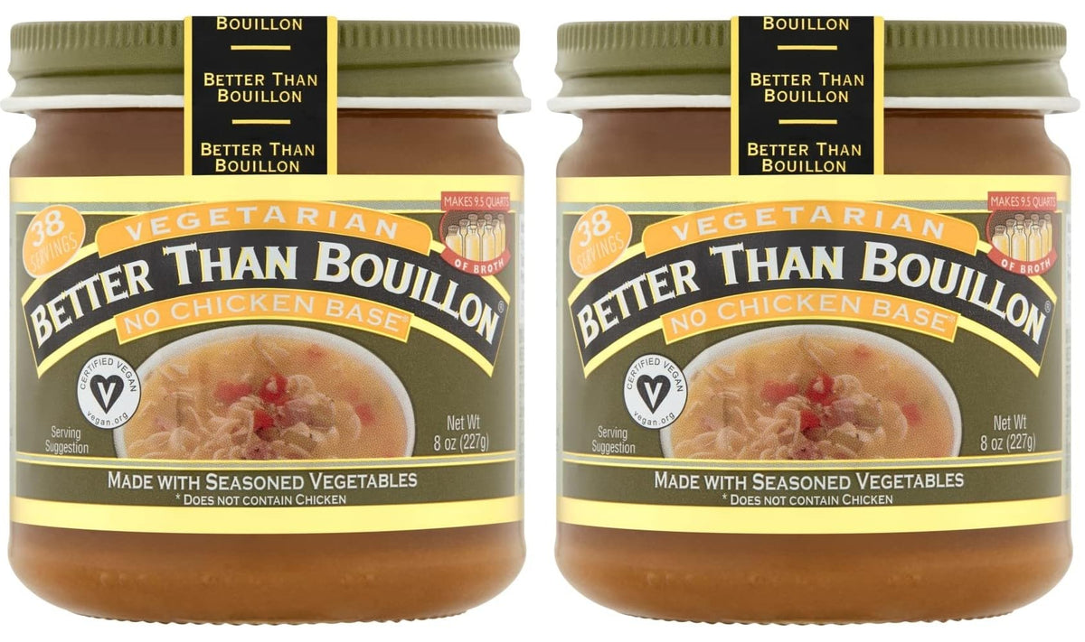 Better Than Bouillon frasco frontal No Chicken, exhibe etiqueta y tamaño en pack de 2