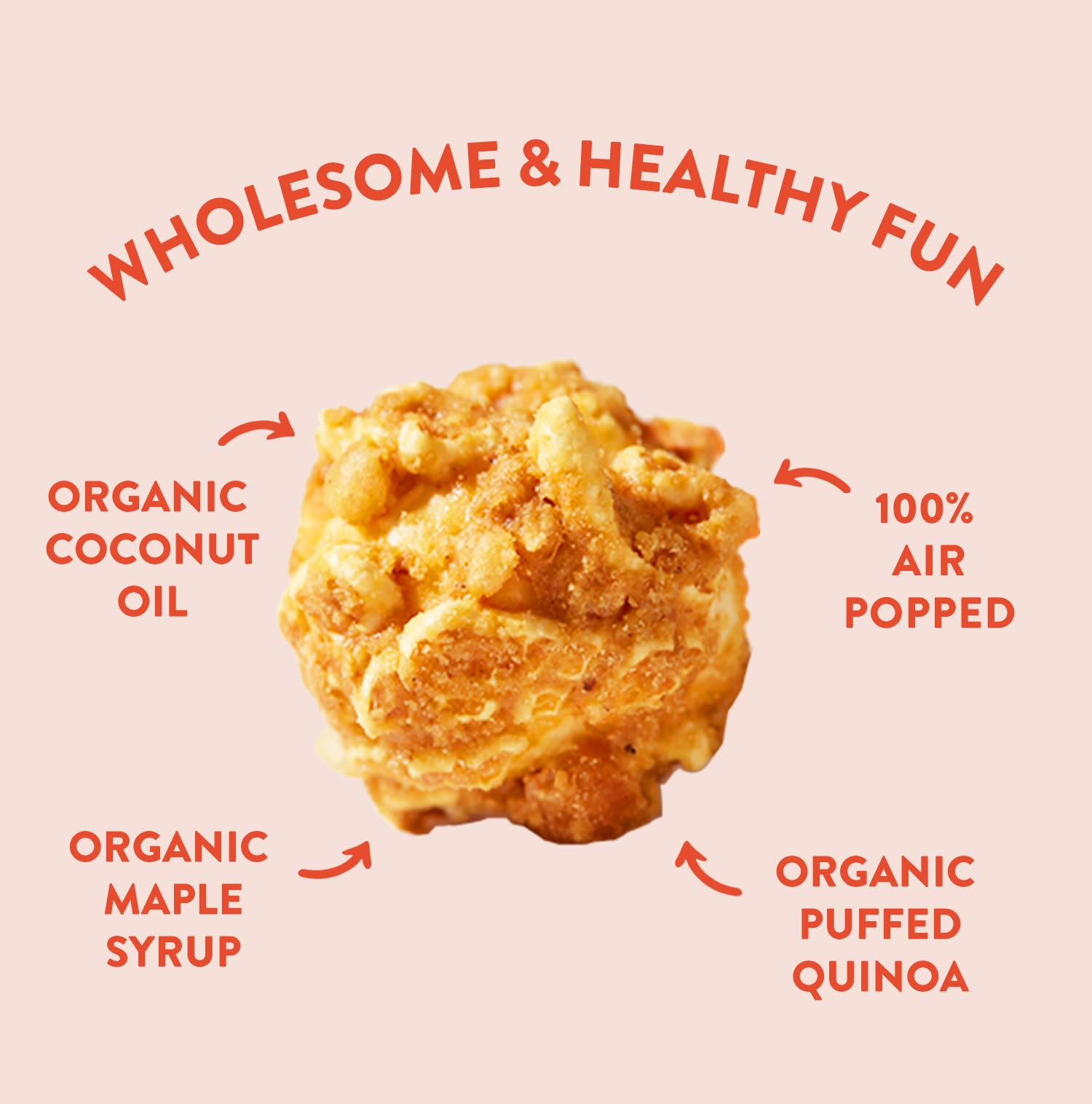 BETTER TOGETHER FOODS mano tomando QuinoWow!, snack saludable y práctico