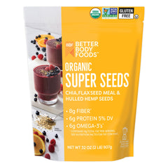 BetterBody Foods envase frontal mostrando mezcla orgánica y etiquetas certificadas