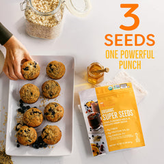 Mezcla de chía, linaza y hemp hearts BetterBody Foods con textura visible y beneficio nutricional