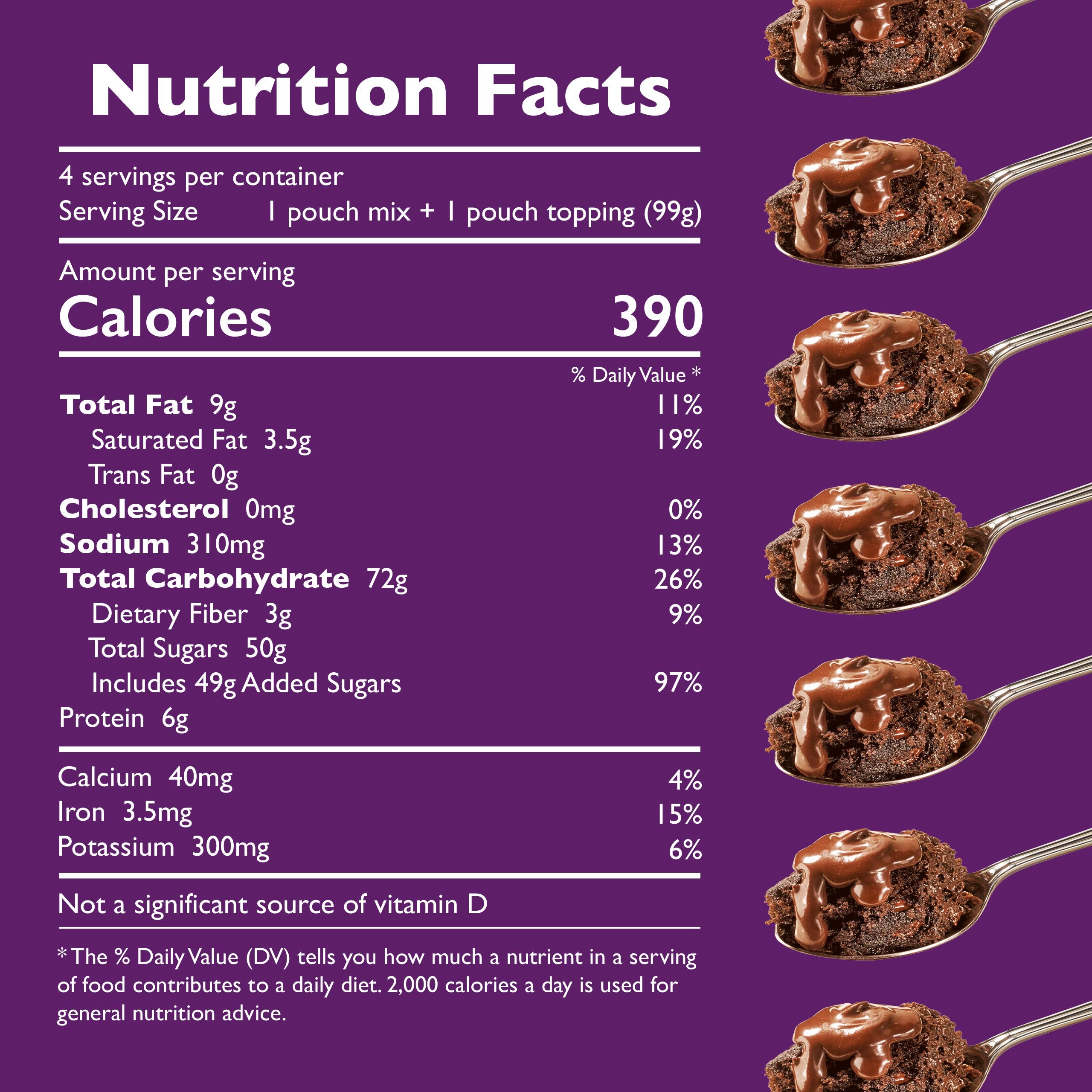 Betty Crocker detalle de etiqueta con topping de fudge que destaca el sabor