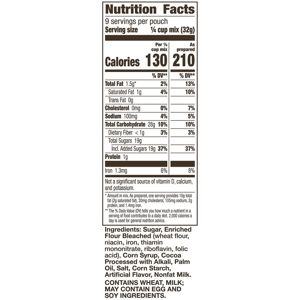 Betty Crocker panel nutricional claro para decisiones informadas
