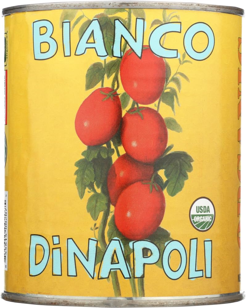 Bianco DiNapoli lata frontal mostrando marca y tamaño, calidad garantizada