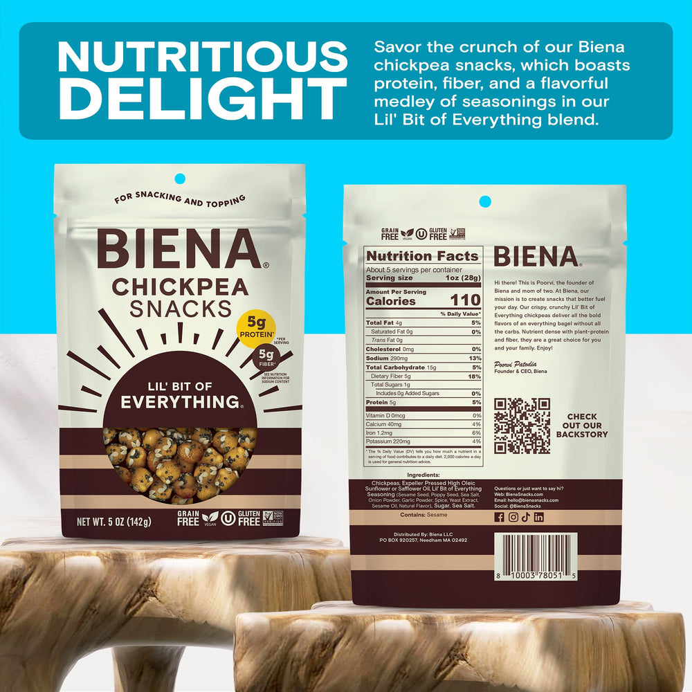 BIENA garbanzos tostados espolvoreados sobre ensalada añadiendo proteína y crunch