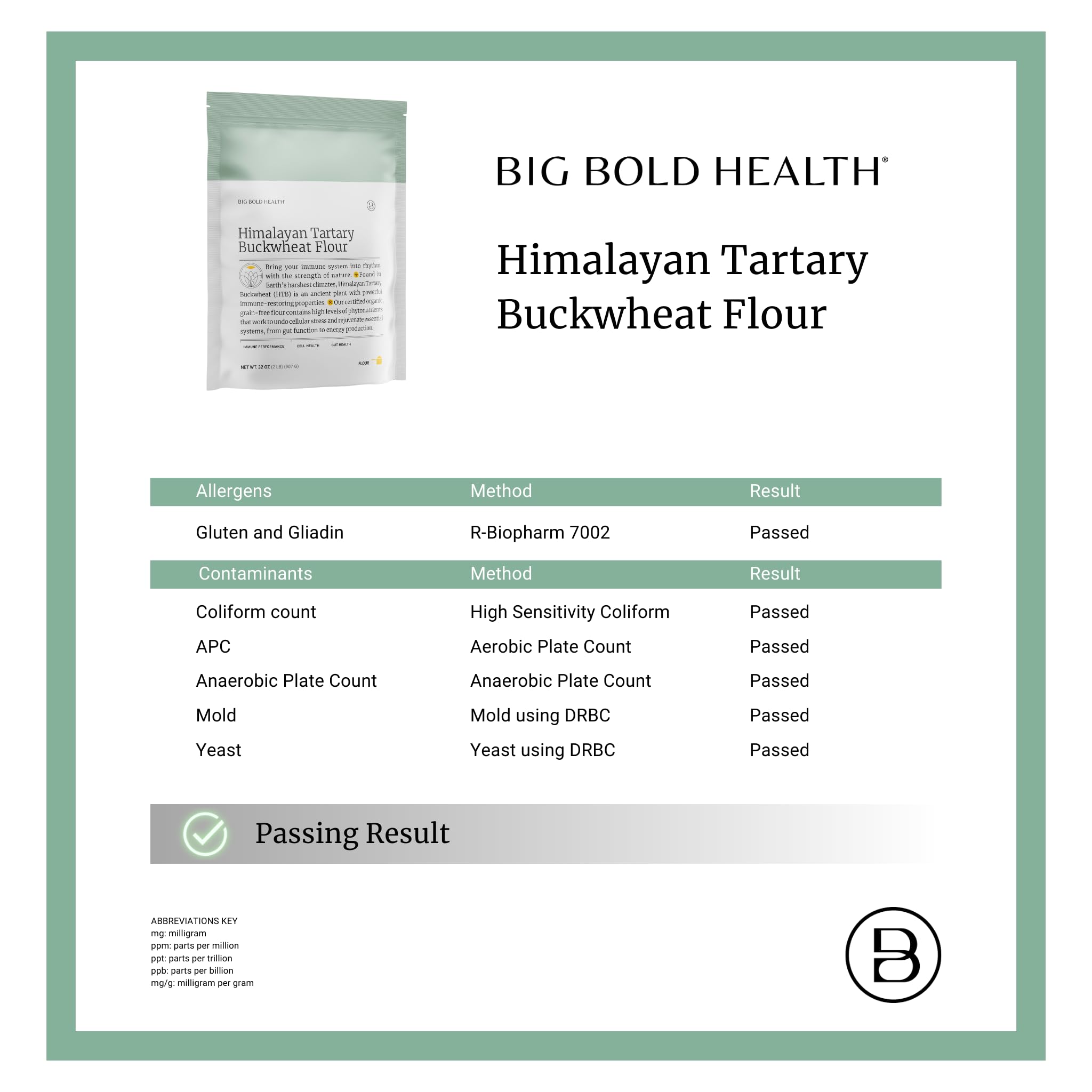 BIG BOLD HEALTH envase de harina HTB en cocina, ambiente que inspira recetas saludables
