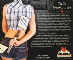 Big Cock Ranch primer plano de la textura del rub resaltando aroma y versatilidad