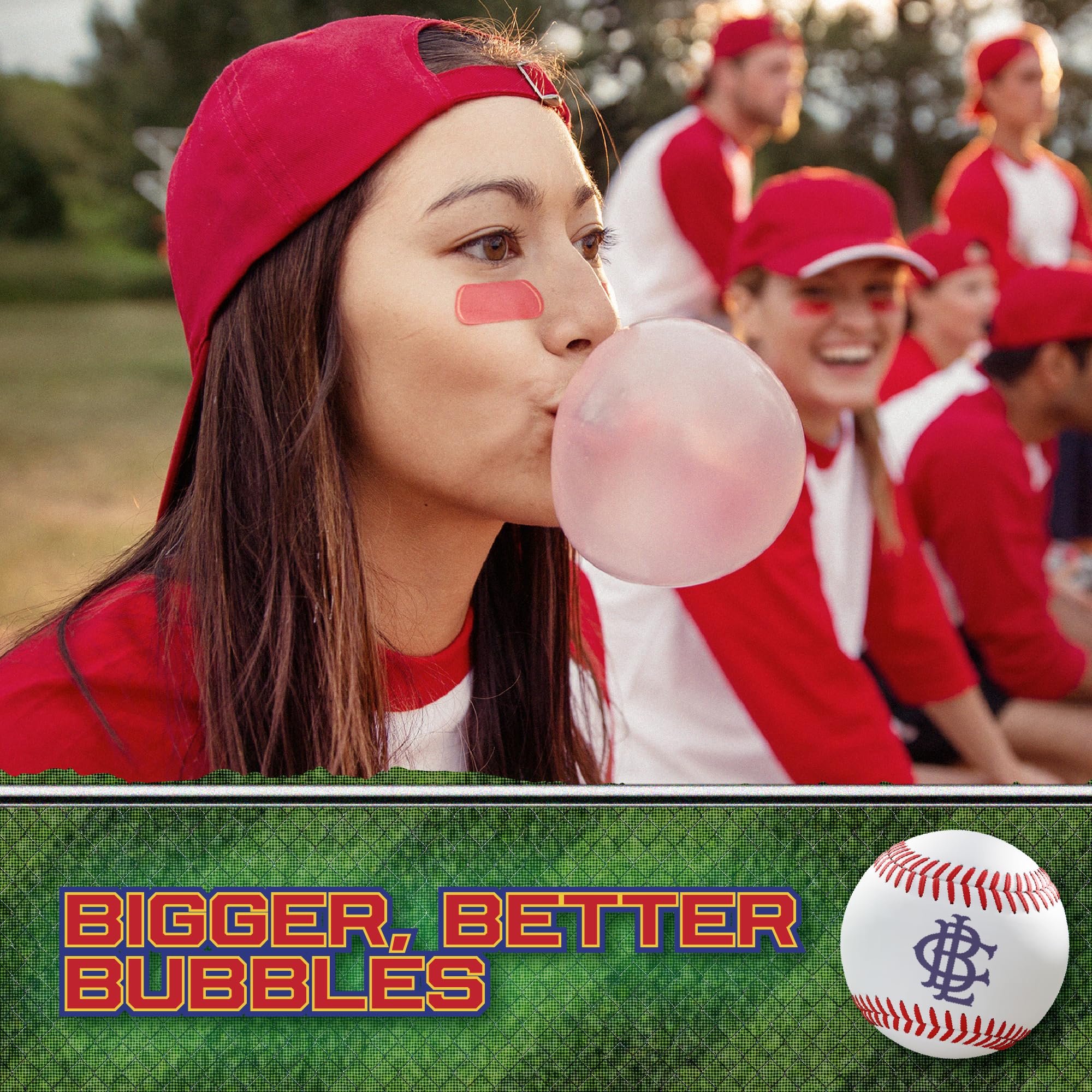 Big League Chew etiqueta nutricional que destaca ausencia de gluten y frutos secos