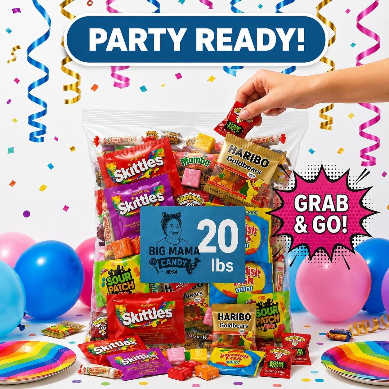 Big Mama Candy comparación de tamaño de piezas para planificación de porciones