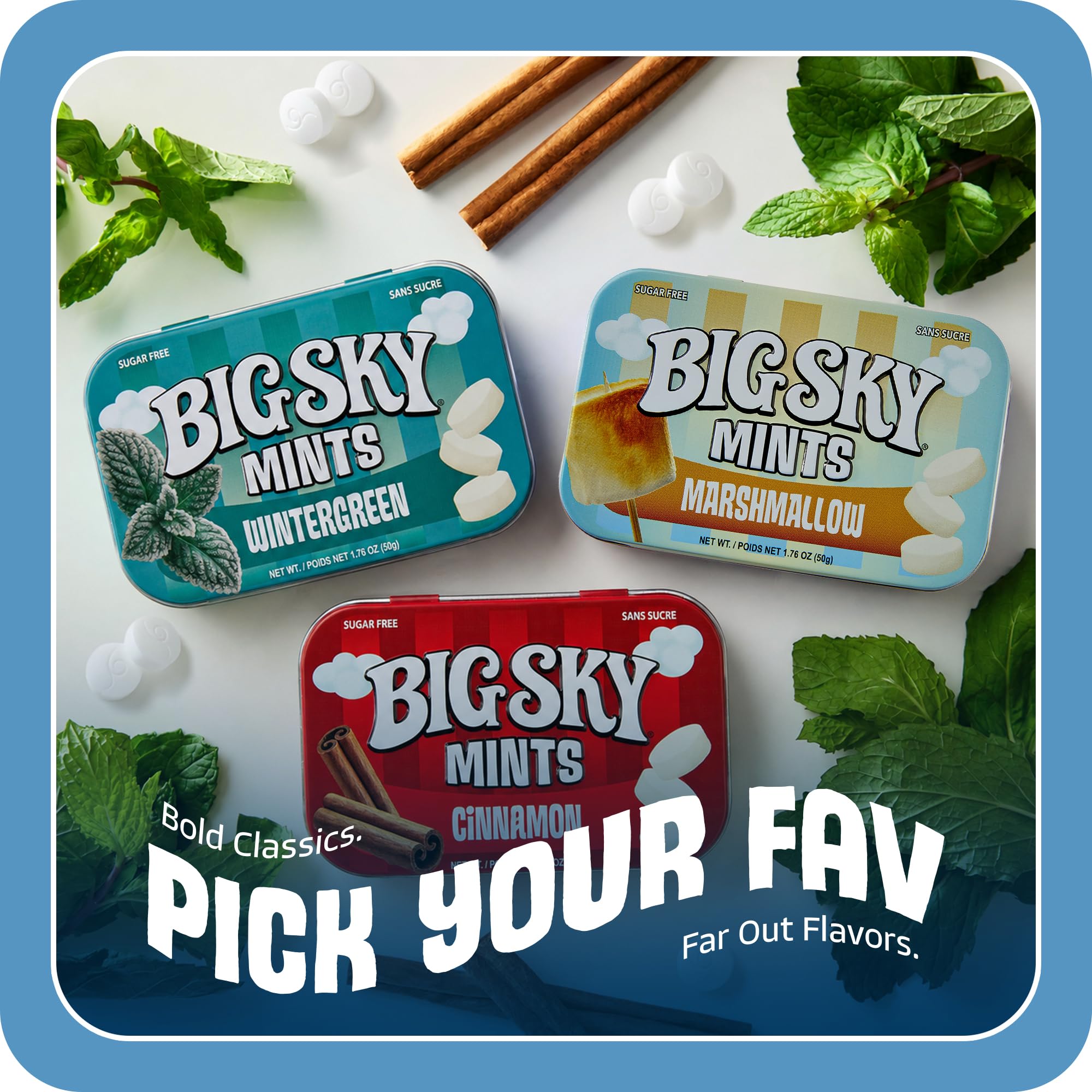 Big Sky mints como detalle en mesa de fiesta, compartible