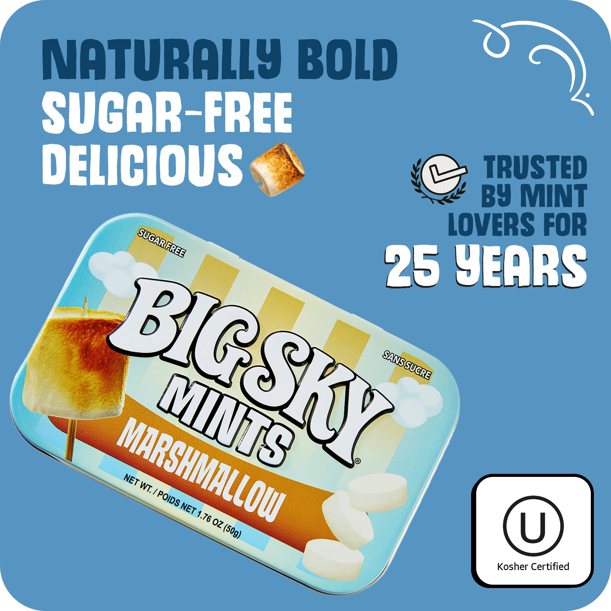 Big Sky mints en mano mostrando tamaño y portabilidad