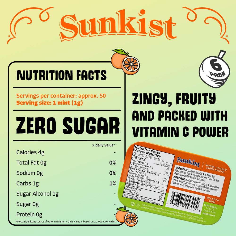 BIG SKY lata abierta con caramelos Sunkist Sours listos para consumir y mantener frescura