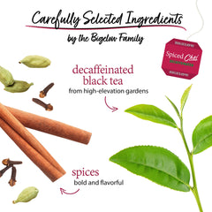 Bigelow chai detalle de hojas y especias, muestra la mezcla equilibrada de sabores