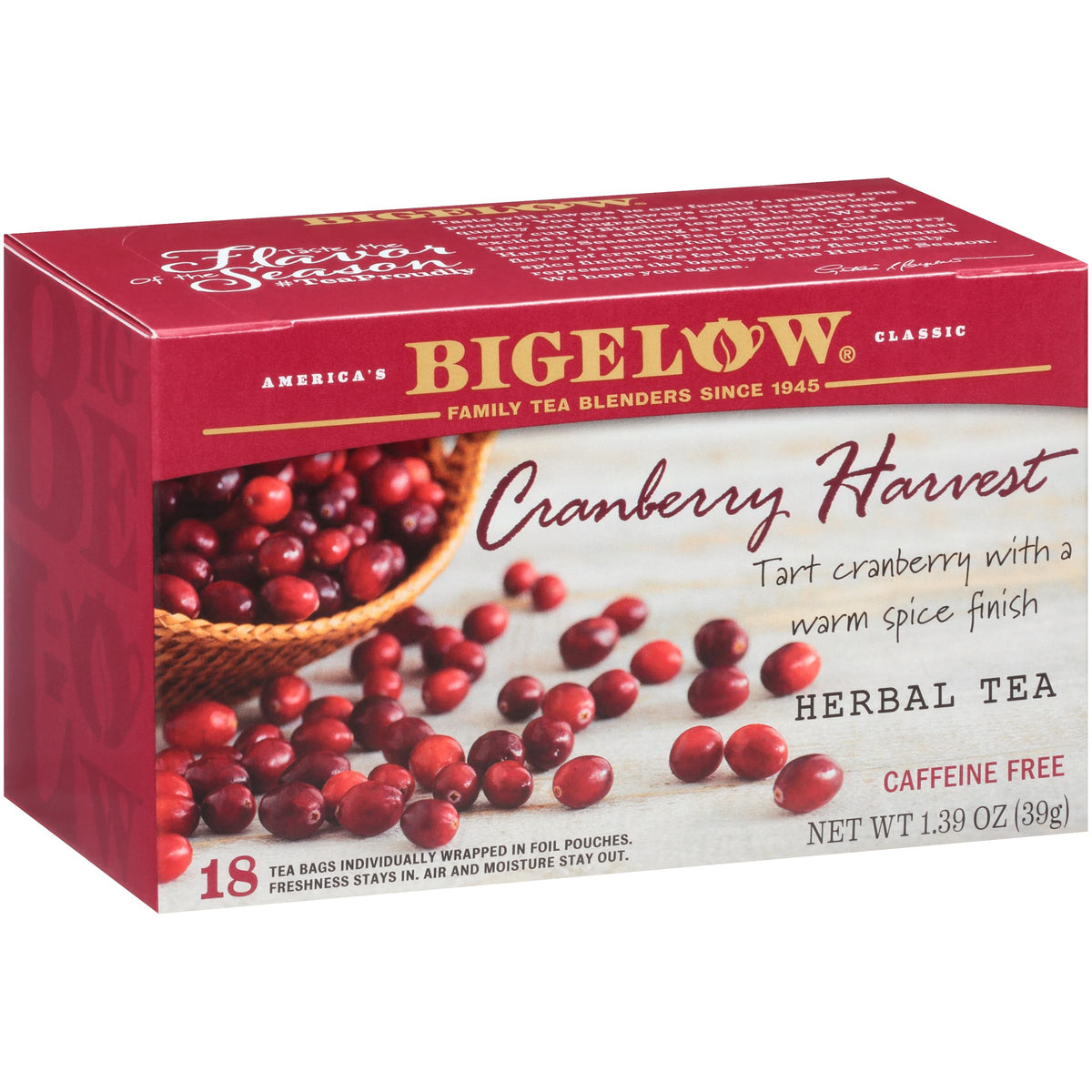 Bigelow Tea frente del empaque mostrando diseño y cantidad de bolsitas