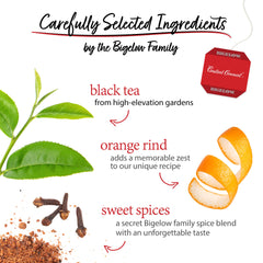 Bigelow detalle de hojas de té sueltas que sugiere calidad y riqueza