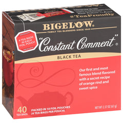 Bigelow frente de la caja mostrando 40 bolsitas y diseño clásico