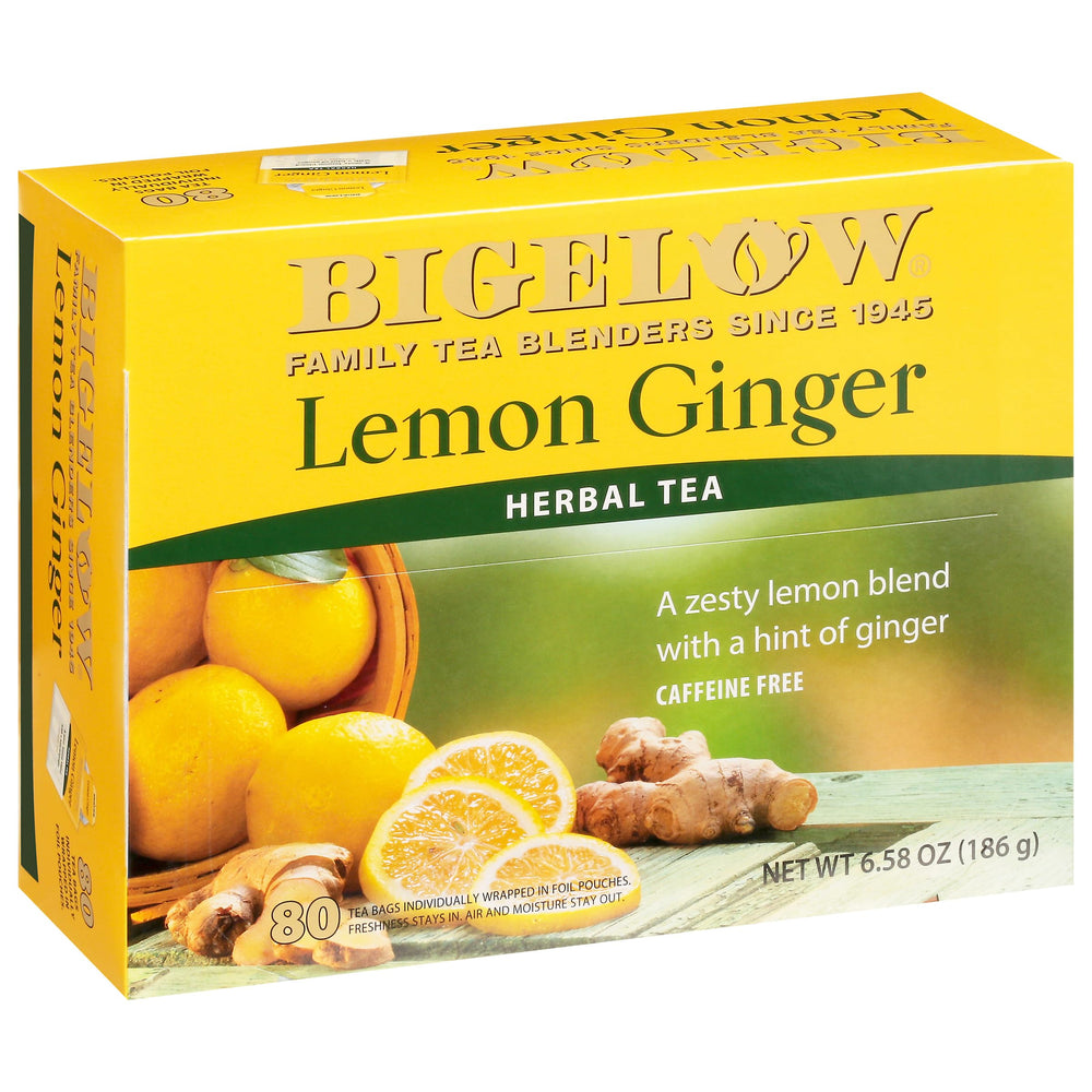 Bigelow Tea frente del empaque mostrando caja de 80 bolsitas y ventajas